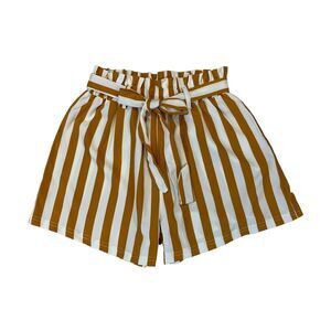 Romwe Paperbag Shorts Womens M Medium Stripe Waist Tie Lightweight Casual